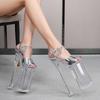 Fashion Water Diamond Nightclub Super High Heel Shoes 26CM Model Car Sandals Female Dwarves Walking Show Steel Pipe Dance Shoes
