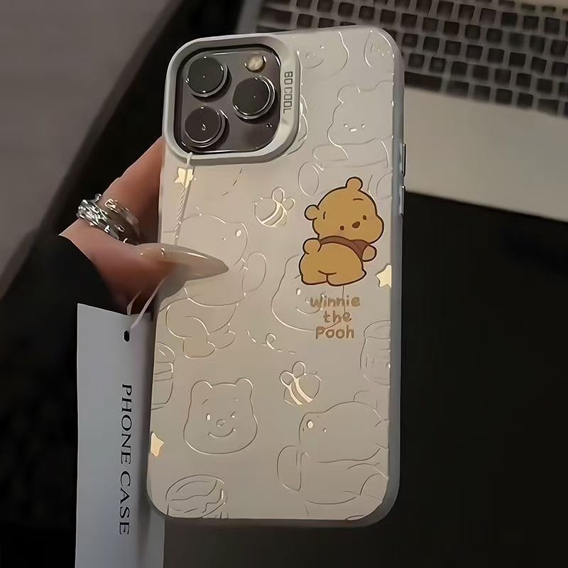 Strawberry bear colored silver shell for apple 11/11/11 pro mobile phone case 11promax11/11/11X cartoon