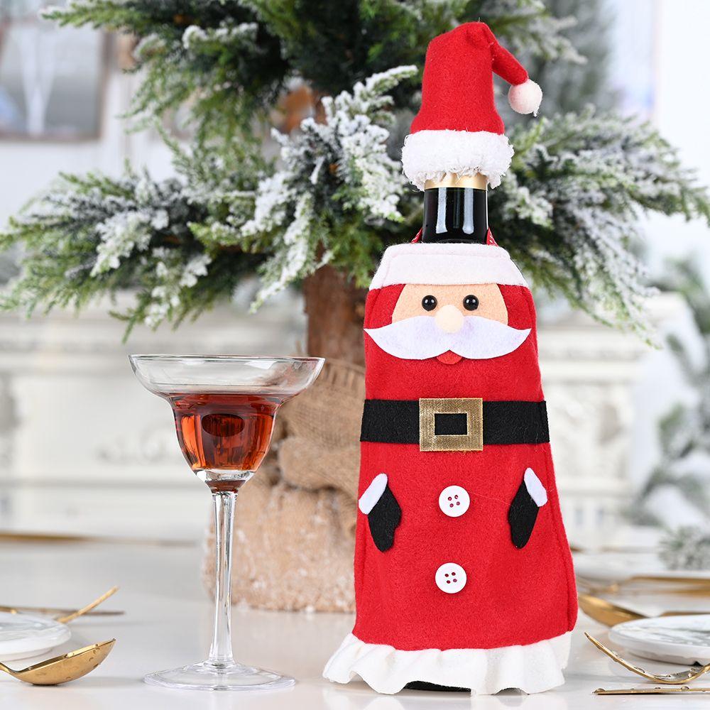 Party Table Decor Xmas Gift Santa Claus Wine Bottle Cover Bottle Dress Up Christmas Ornaments