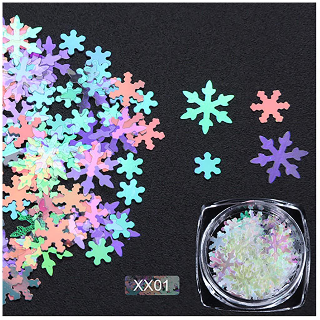 Christmas Decor Tips Snowflake Nails Sequins  Glitters Metal Slices