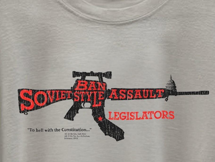Ban Assault Style Guns -Wash Washed T-Shirt White M S