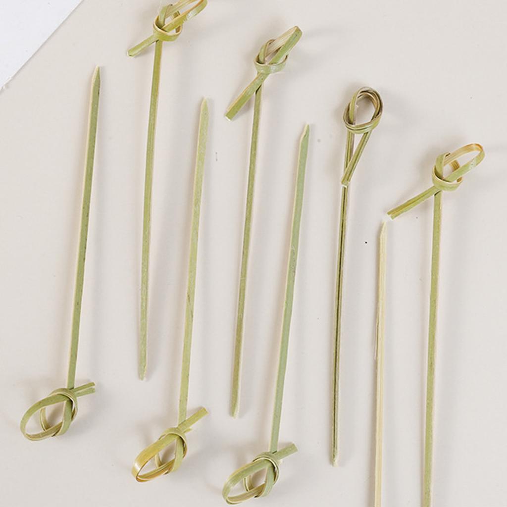 100 PCS Bamboo Cocktail Picks Bamboo Knot Cocktail Food Picks for Appetizers Drinks Fruits Party