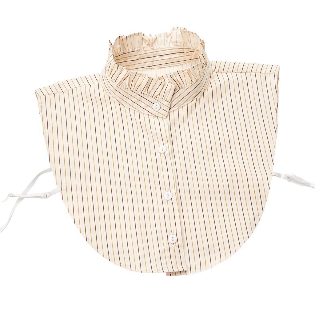 Women's Detachable False Collar Insert Elegant Striped Lapel Faux Half Shirt Blouse Collar Top for Sweater and Dresses