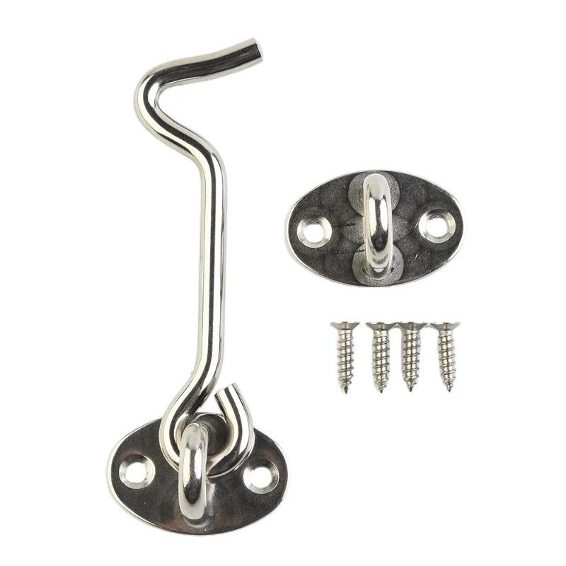 Latch Lock Cabin Hook Holder Cabin Hook Catch Holder Crescent Door Eye Latch Silent Window Lock Stainless Steel