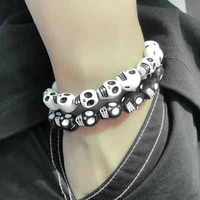 Dark Hip Hop Skull Beaded Bracelet Punk Gothic Retro Couple Bracelet Trend Personality Jewelry