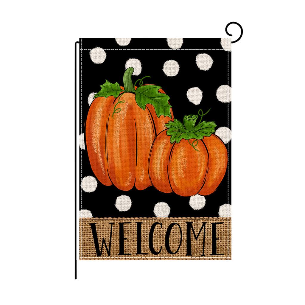 Flax Garden Flag Autumn Pumpkin Double-sided Printed Garden Decoration Small Flag Outdoor Display Flag