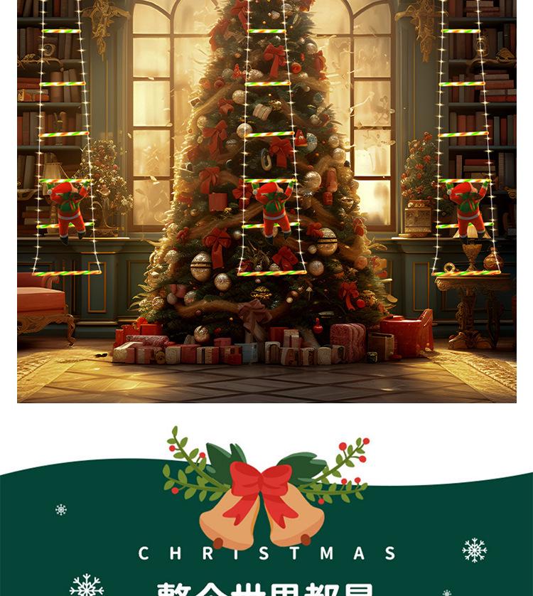 LED Santa Climbing Ladder with Parachute Lights – Christmas String Light Eaves Decoration