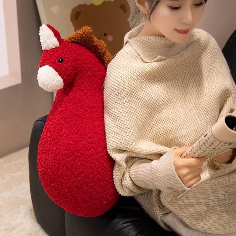 Cuscino Peluche Cavallo Pippi Con Imbottitura in Cotone PP Per Arredamento Casa e Regali