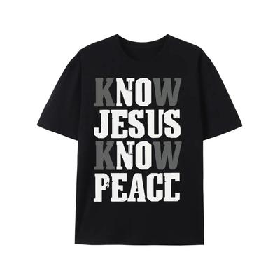 Christian T Shirt Know Jesus Know Peace Men Faith Religious Bible Verse Graphic Casual Short Sleeve Autumn and Winter Innerwear