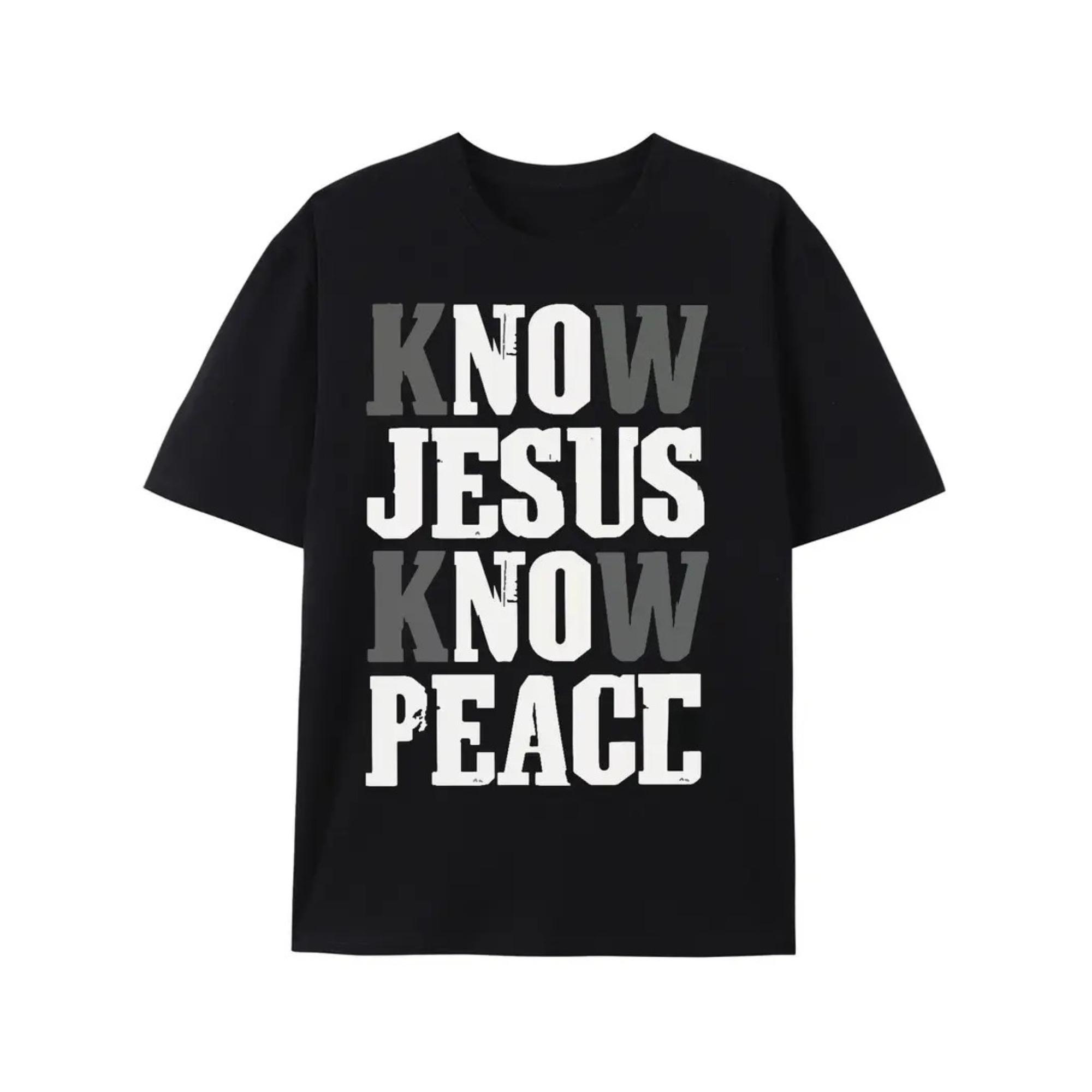 

Христианская футболка Знать Иисуса Знать Мир Мужская Вера Религиозный Библейский Стих Графическая Повседневная С коротким рукавом Осень и зима нижнее белье 4XL