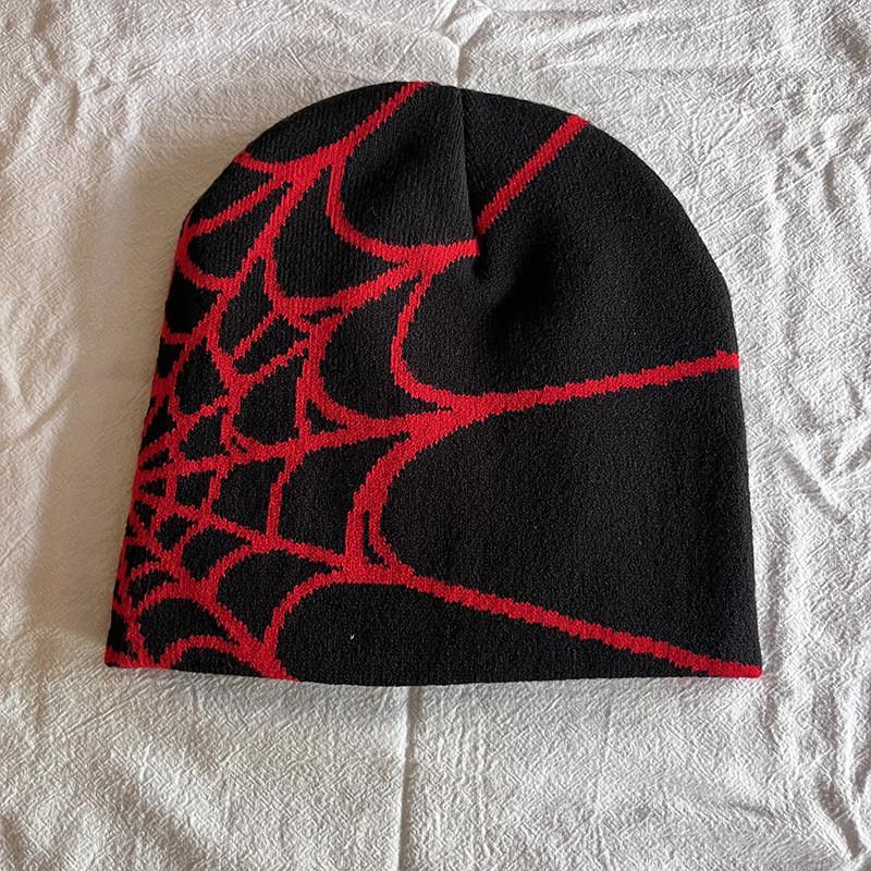 Knit Fashionable Cap With Spider Web Embroidery Design For Daily Wear Casual