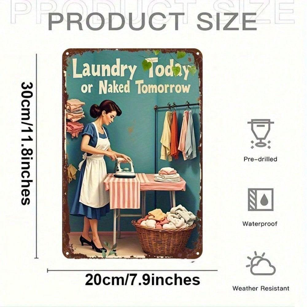 Vintage Laundry Room Metal Wall Sign 8x12 Inch Iron Art Home Decor