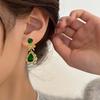 Emerald Retro Mosquito Coil Disc Ear Clips Elegant Temperament Stud Earrings French High-end Romantic Light Luxury Niche Earrings Women