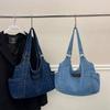 Simple Canvas Tote Bag Korean Style Underarm Packs Fashion Denim Shoulder Bag  Girls