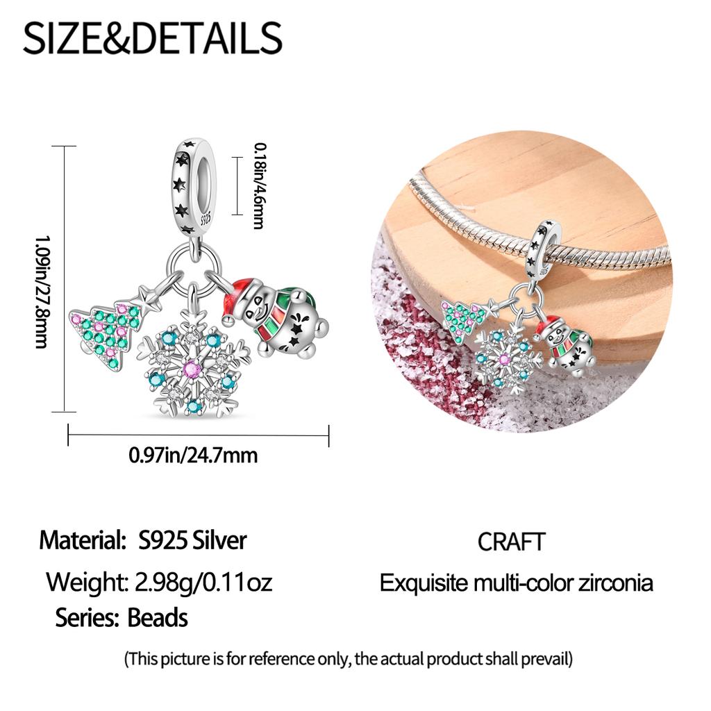 Copper Charms Original Snowman Snowflake Beads Fit Bracelet Jewelry Diy Lady'S Gift Aaccessory