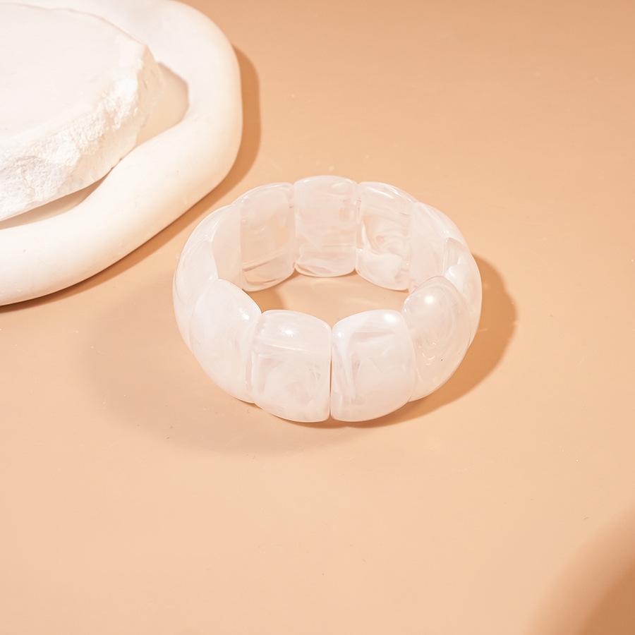 High-End European & Asian Gradient Acrylic Patchwork Bangle - Retro Exaggerated Style Wristband for Women