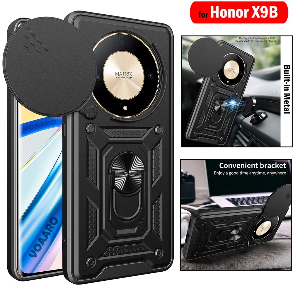 Slide Lens Camera Protection Funda for Honor X9B Case for Honor X9B Armor Case Magnetic Ring Stand Holder Cover Shockproof Capa