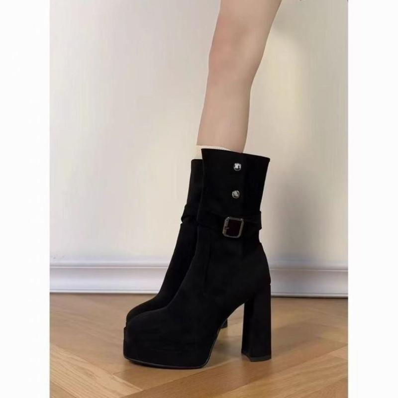 Fashion Niche Retro Block Heel Skinny Booties Women's 2025 New Summer Heightened High Heels