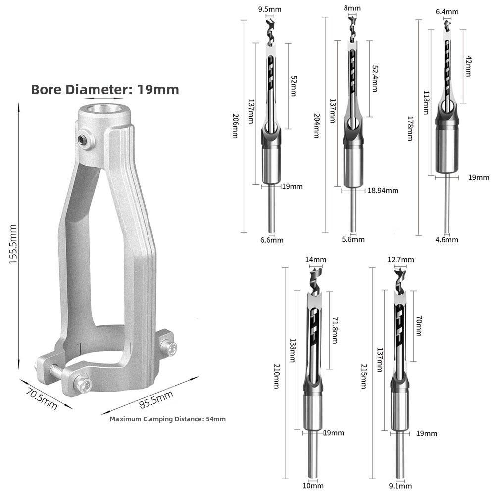 Portable Square Hole Drill Bit 6.4/8/11/12.7/14mm Adapter DIY Square Hole Drill Bit Adapter Mortising Chisel Drill