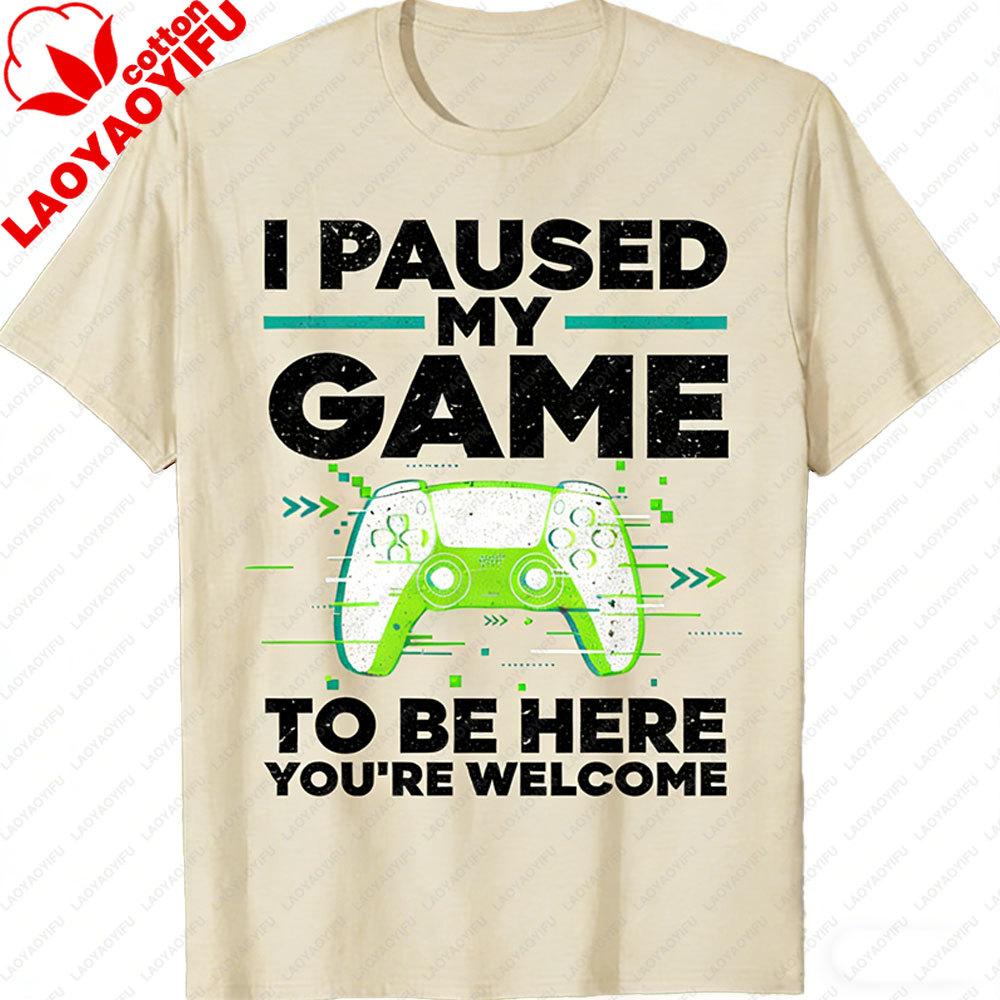 Neuheit Gamer T-Shirt Cooles Videospieler-Shirt für Unisex Jungen Spiel pausiert Sommer Grafik-T-Shirt Lässiges Kurzarm-Gaming-Geschenk Unisex Kleidung