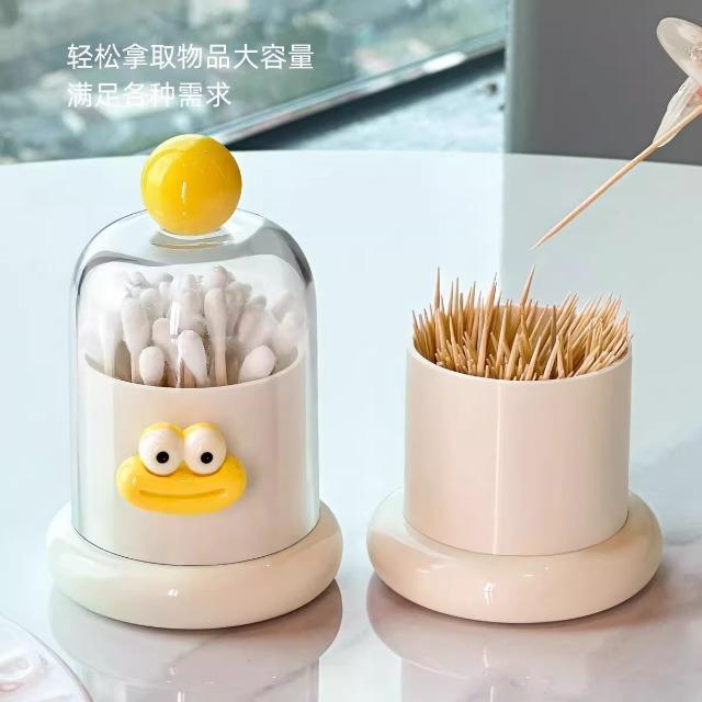 

2025 New Dopamine Creative Toothpick Holder for Living Room Desktop Multifunctional Cotton Swab Storage Can