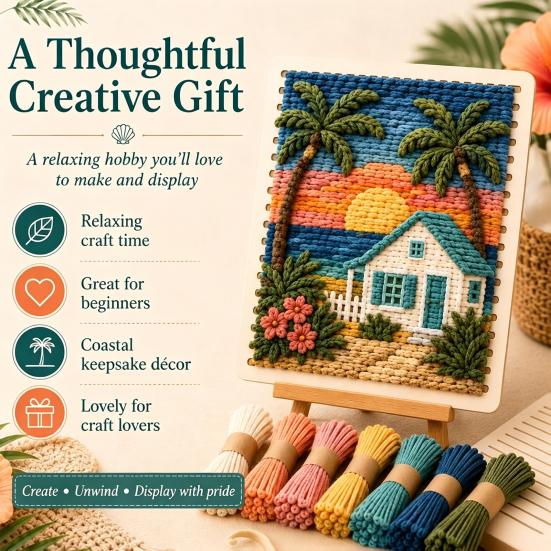 Yarn Art Decor Projects DIY Fabric Weaving Painting Kit, Halloween Christmas Crochet Kit for Decoration, Beginner Handmade Craft Project Set Holiday