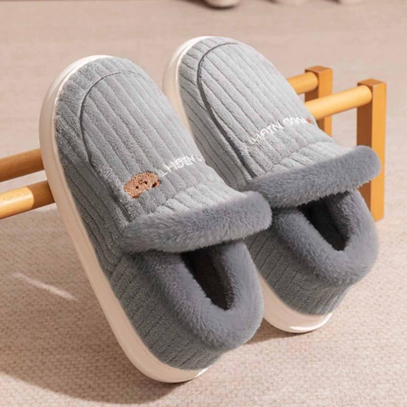 Cotton slippers men's winter bag heel indoor home warmth piled thick sole strap heel non-slip fluffy cotton shoes men's