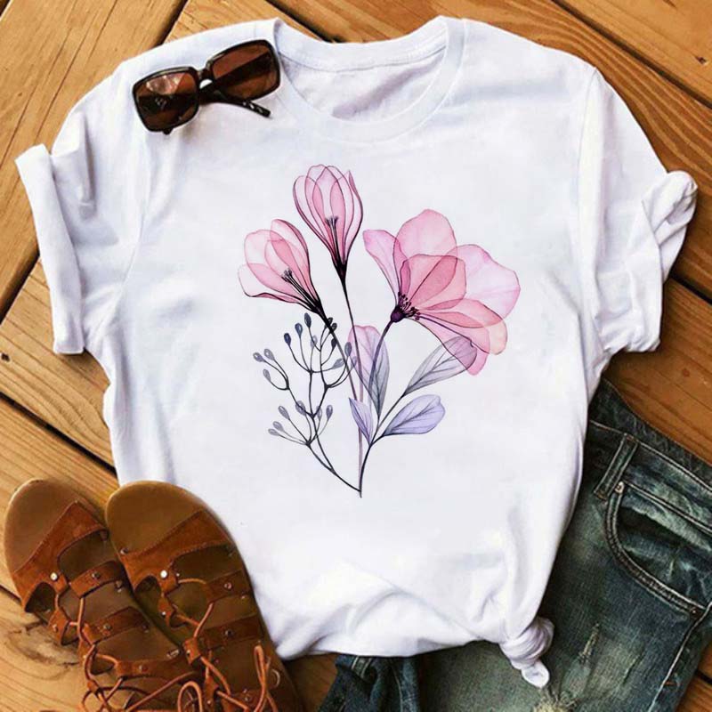 New Watercolor Floral 3D Print Women Tshirt Harajuku Streetwear Short Sleeve T Shirts Cartoon Casual Woman Tops Clothes