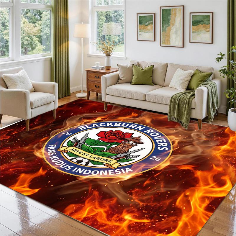 Blackburn Rovers Football Design Crystal Velvet Rug Soft Decorative Mat for Bedroom Entrance