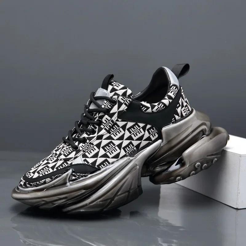 FashionChunky Sneakers Plus Size 45 Herren Designer Sportschuhe Mode Lässig Leder Stoff Atmungsaktiv Höhe Erhöhte Plateauschuhe