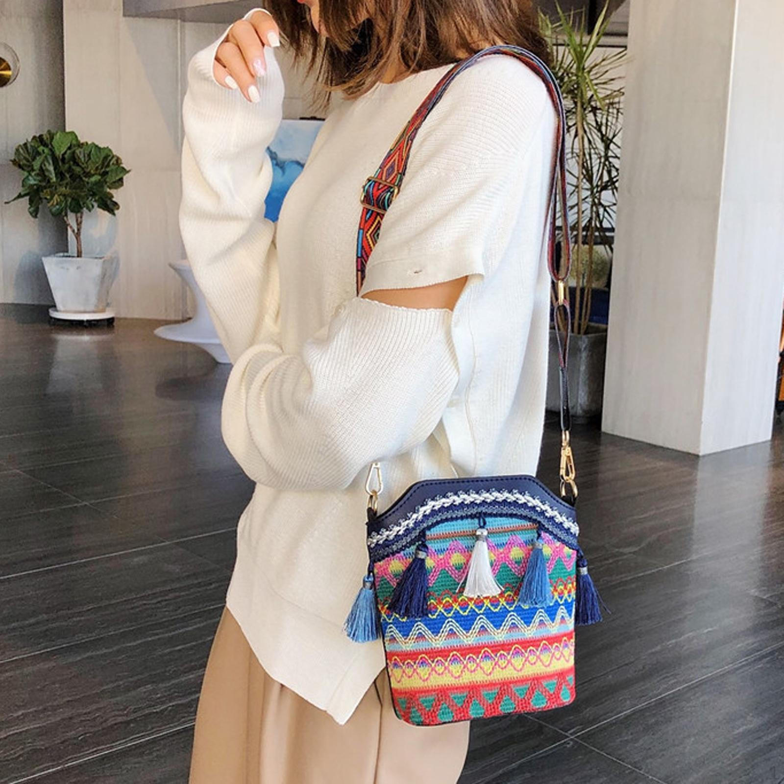 

Сумки в стиле хиппи, женская элегантная многофункциональная сумка через плечо с вышивкой для пляжных путешествий темно-синий