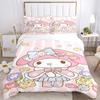 3pcs My Melody's Floral Fantasy Printed Duvet Cover Set (1 * Cover+2 * Pillowcase, Without Core), Suitable for Home Bedroom, Guest Room, Dormitor