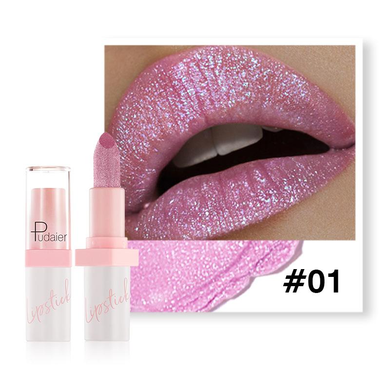 Lila Roter Lippenstift Glitzer Metallischer Lippenstift Hohe Pigmentierung Perlmutt Diamant Matt Lippenstift Nicht an Tasse haftend Langanhaltender Lippenlack Lipgloss