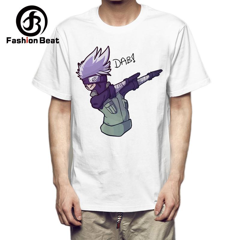 FashionBeat Funny Trička Naruto Kakashi Dab Street Ležérní styl Bílé Japonské Anime Trička Teen Sho
