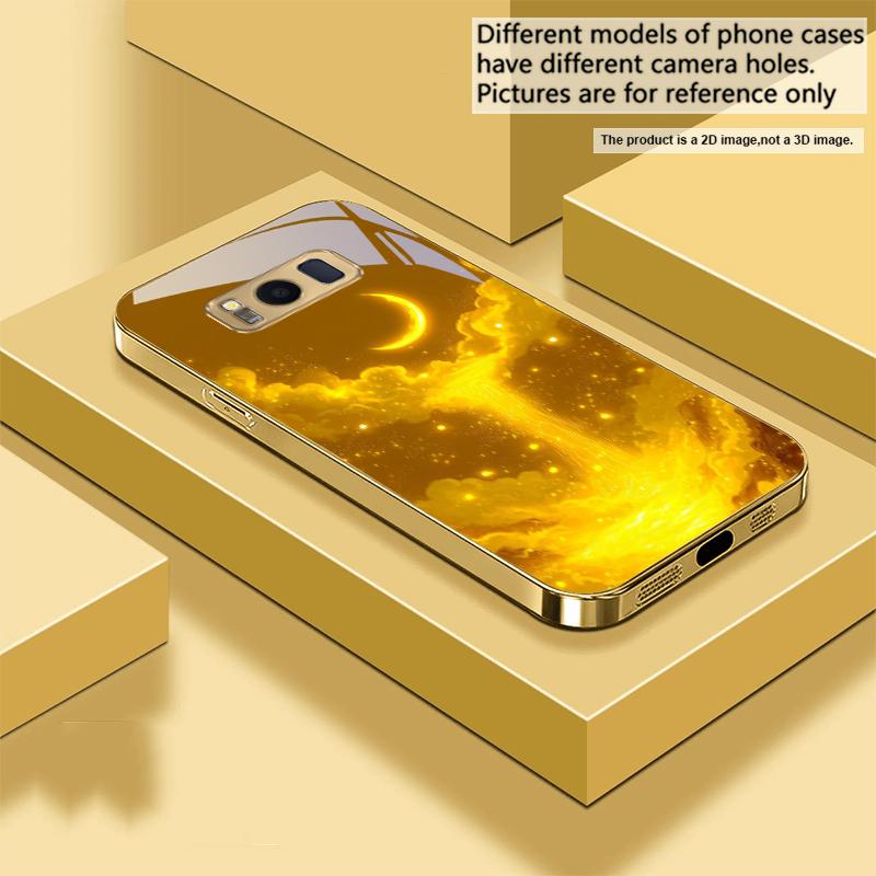 Der goldene Mondhimmel Für Samsung Galaxy S26 S20 FE S21 S22 S23 Plus S24 Ultra 25Ultra S21+ S9 S22 S8 Goldene Glas-Handyhülle