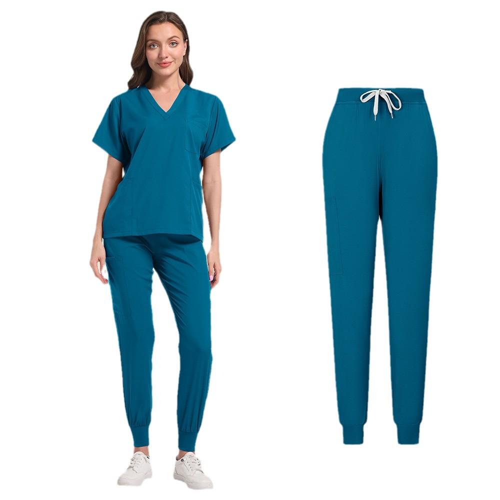 Dámská strečová scrubová souprava - Krátký rukáv Oblečení pro kosmetický salon a operační sál