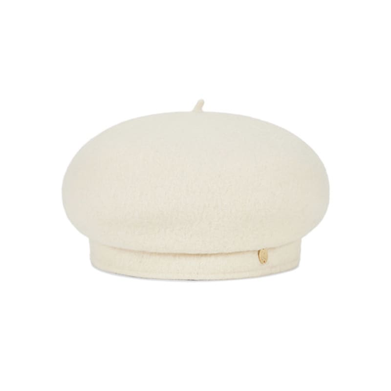 VARZAR VA Curved Oval Metal Wool Beret Ivory