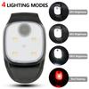1Pc LED Clip Flashligh 4 Lighting Modes USB Rechargeable LED Clip Lamp Safety Warning Running Lights for Night Walking Fishing
