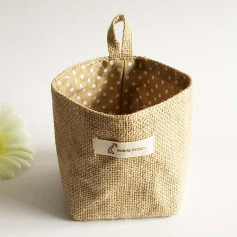 

1Pc Useful Home Household Storage Basket Kitchen Garden Cotton and Linen Item Storage Hanging Baskets Black