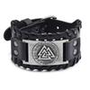 Punk Men Wide Bangle Accessory Wolf Head Charm Bracelet Leather Weave Adjustable Wristband Friendship Jewelry
