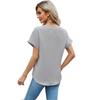 Sommer Neue Damen Kurzarm Shirt T-shirt Eis Seide Zou Bequeme V-ausschnitt Strickjacke Top S-2XL