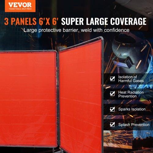 VEVOR Welding Screen with Frame, 1.8 x 1.8 m 3 Panel Welding Curtain Screens