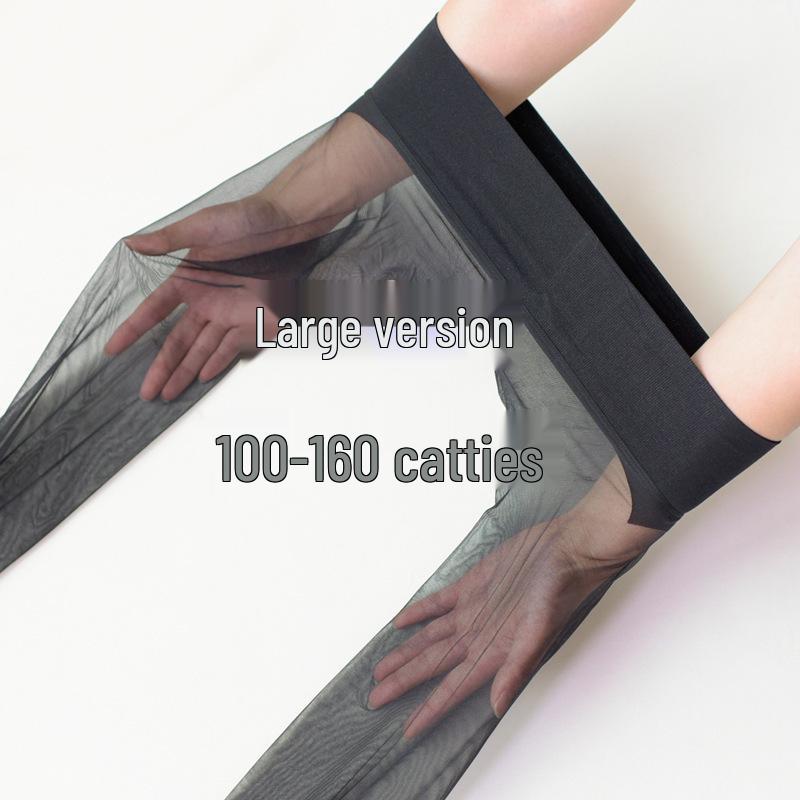 Seamless Plus Size Silky Black Sheer Stockings with Open Crotch for Women