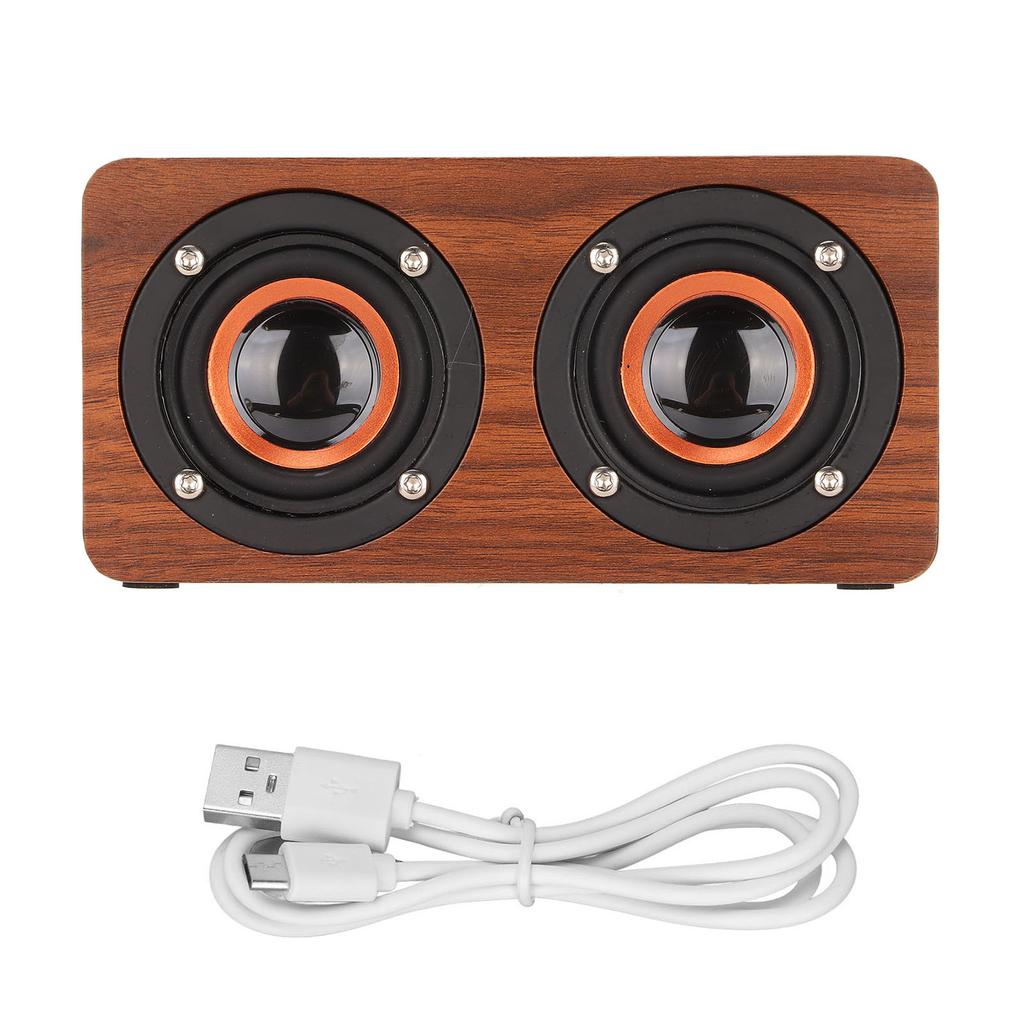 Wireless Bluetooth Speaker Retro Subwoofer Portable Computer Speakers with Mic for Desktop Computer TVMahogany Grain