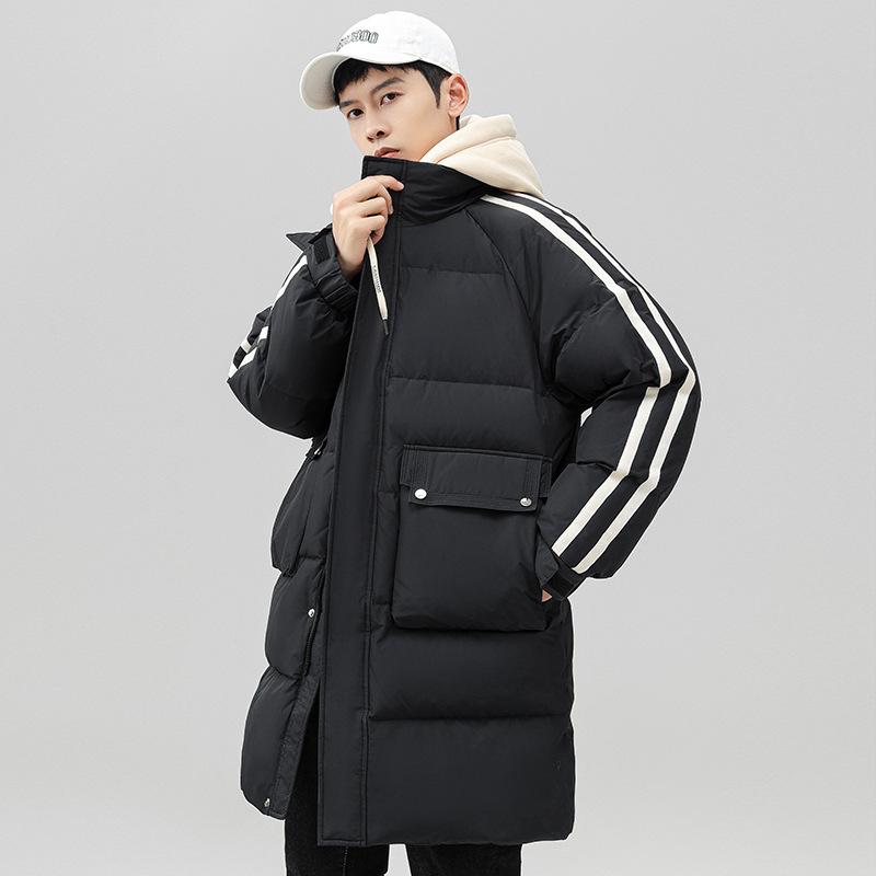 Мужская новая зимняя модная теплая куртка средней длины для мужчин и подростков — фото 5