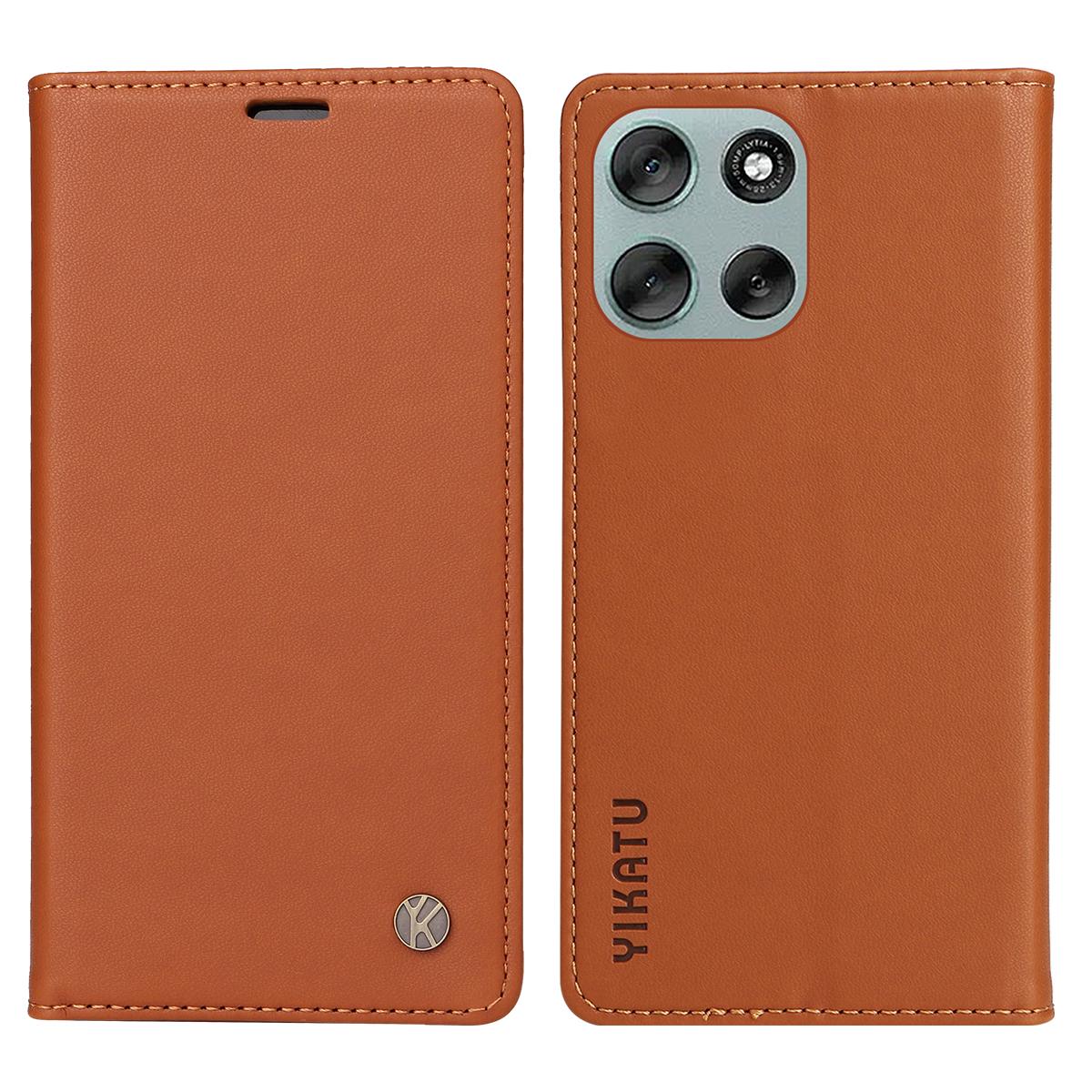 

Для Motorola Moto G56 5G Чехлы для телефонов YIKATU Магнитная застежка PU кожа Мобильная обложка Brown