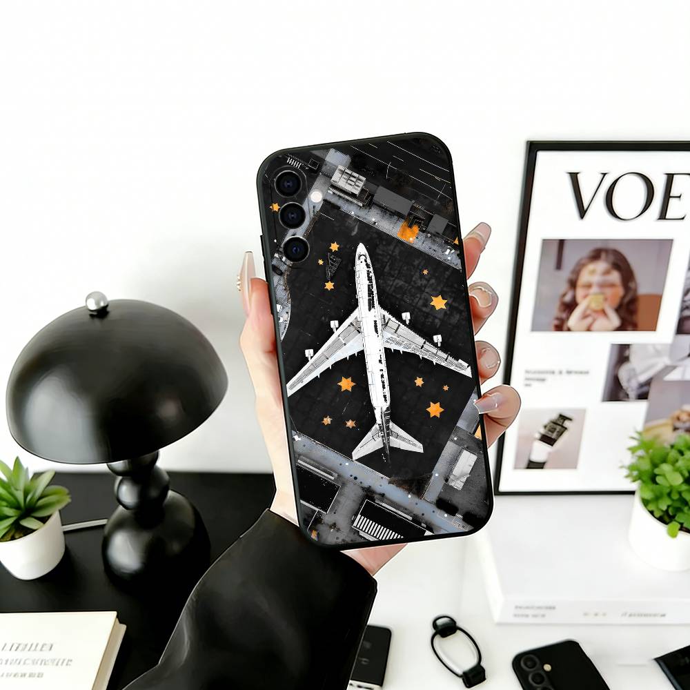 A-airplane Phone Case Black Silicone Soft For Samsung Galaxy A73,A72,A71,A70,A53,A52,A51