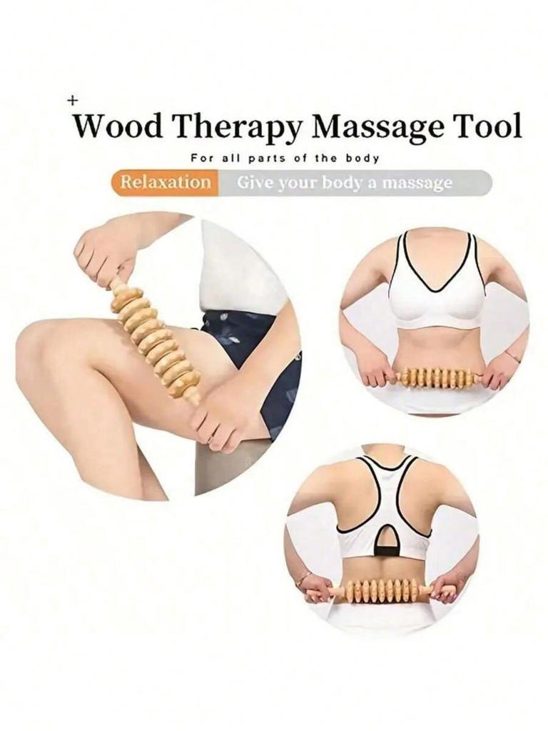 Nine-wheel wooden massage rollers - full-body meridian massager - home fitness device