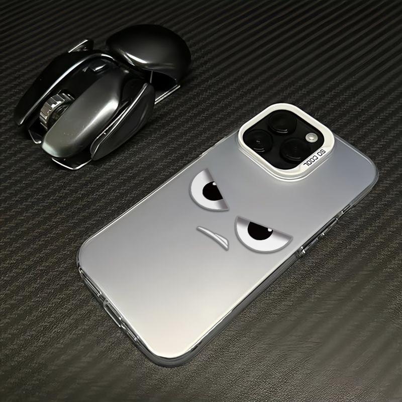 Gray Funny Cartoon Eyes Soft Phone Case Compatible for iPhone 17 17E 16 16E 15 14 13 12 11 Air Pro Max Plus