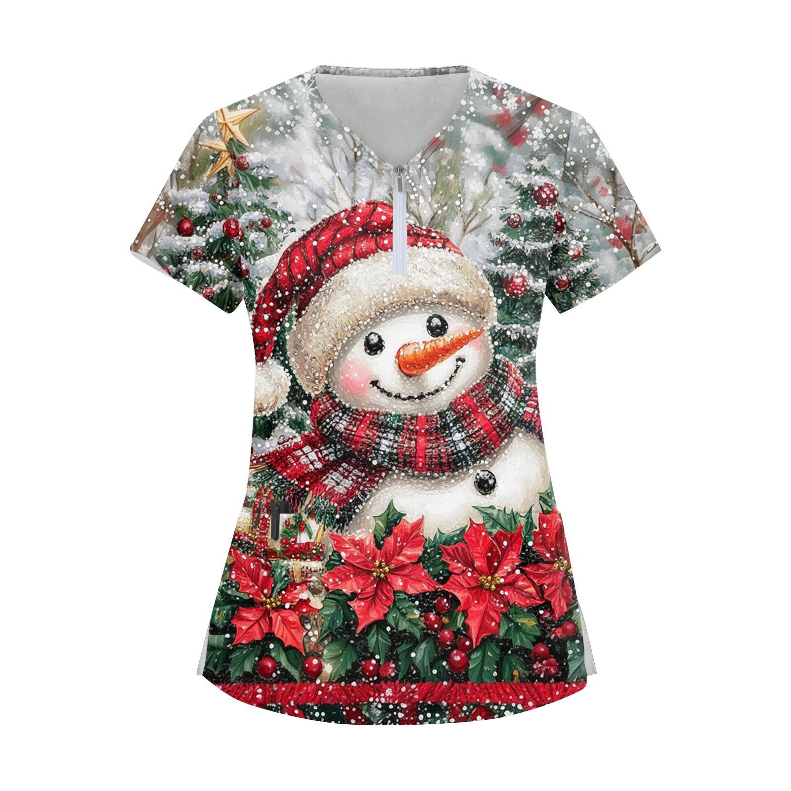 

Женский модный повседневный топ с воротником-молнией и рождественским принтом S красный